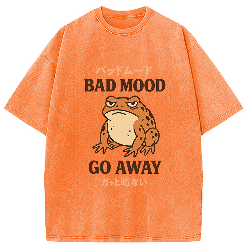 Modecanvas Bad Mood Go Away Japanese Meme Washed T-Shirt