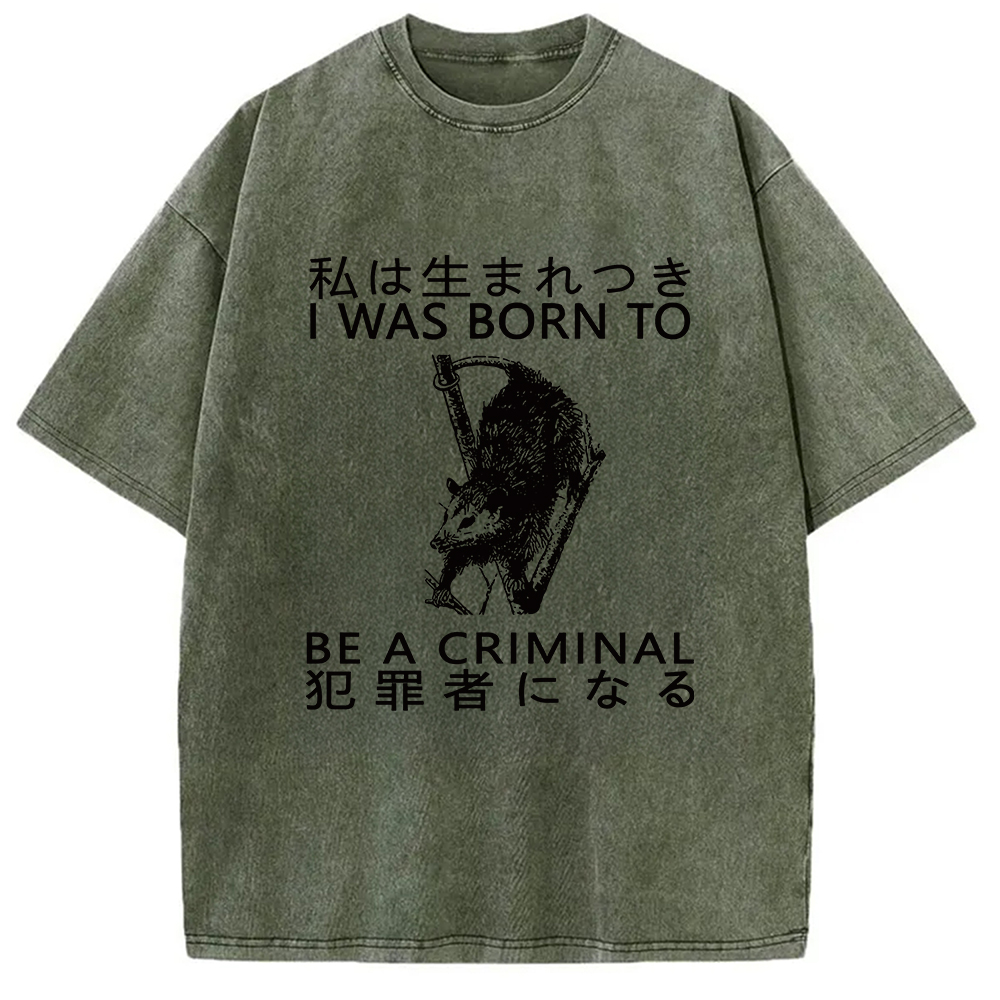 Modecanvas I Was Born To Be A Criminal Washed T-Shirt