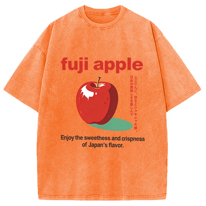 Modecanvas Japan Fuji Apple DTG Printing Washed T-Shirt-modecanvas