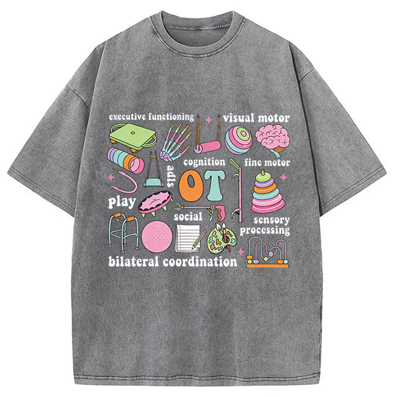 Modecanvas Funny Healthcare Meme DTG Printing Washed T-Shirt