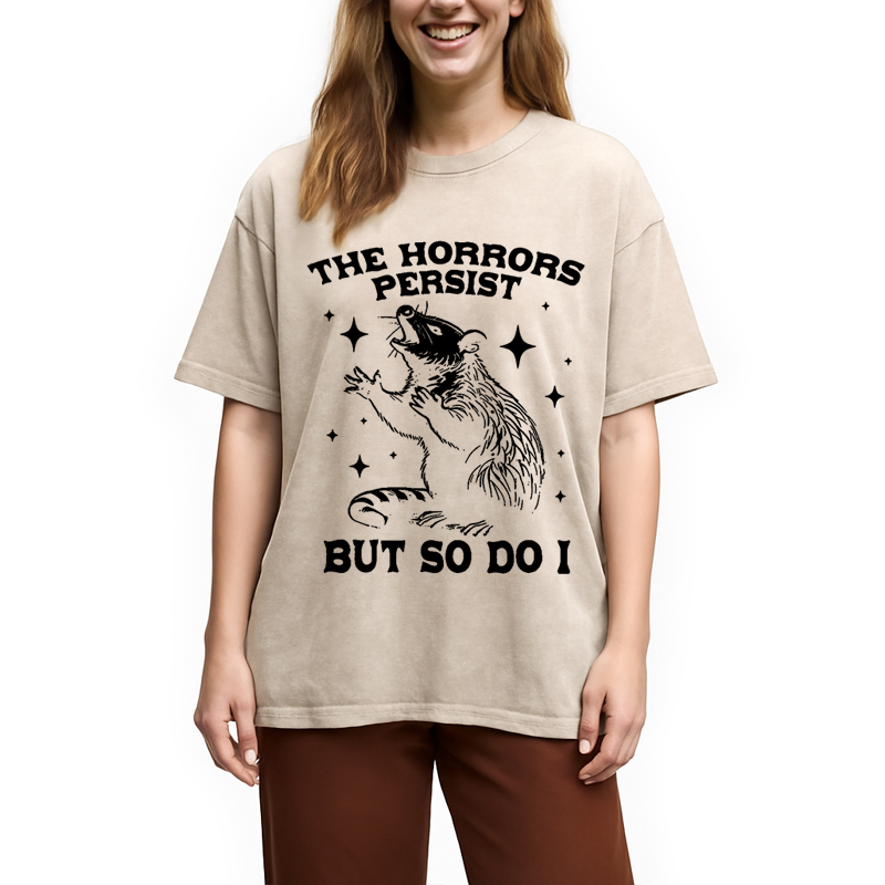 Modecanvas Funny Angry Opossum Possum Washed T-Shirt