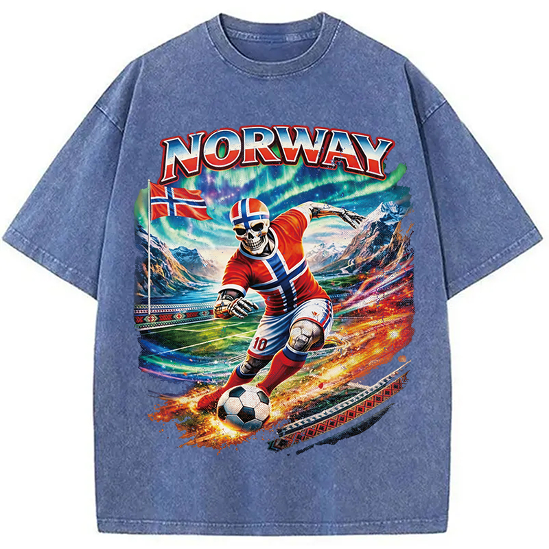 Modecanvas Northern Lights Football DTG Printing Washed T-Shirt