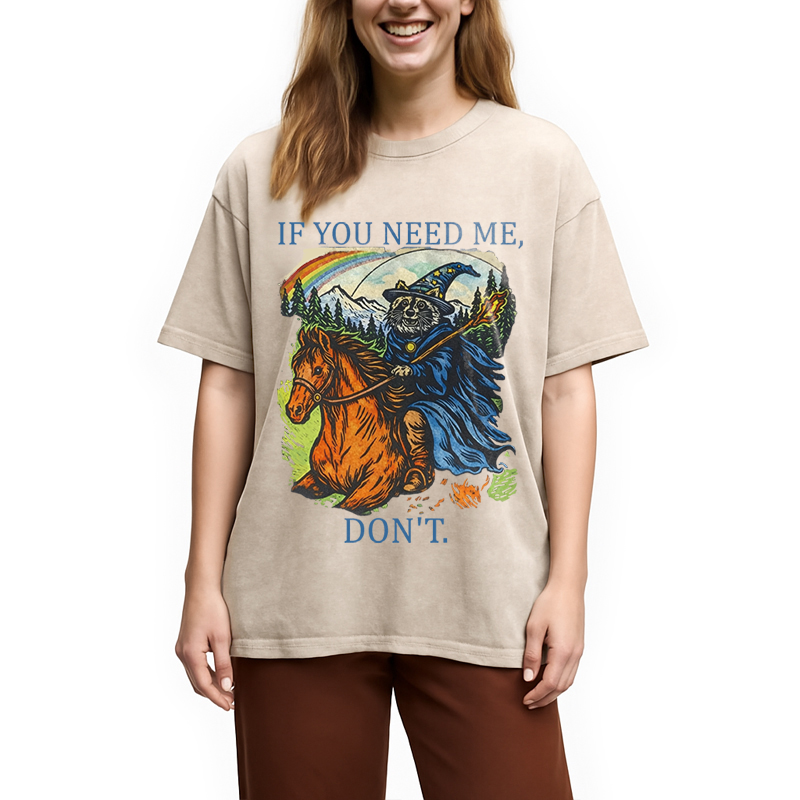 Modecanvas Funny Raccoon Wizard Gamer DTG Printing Washed T-Shirt