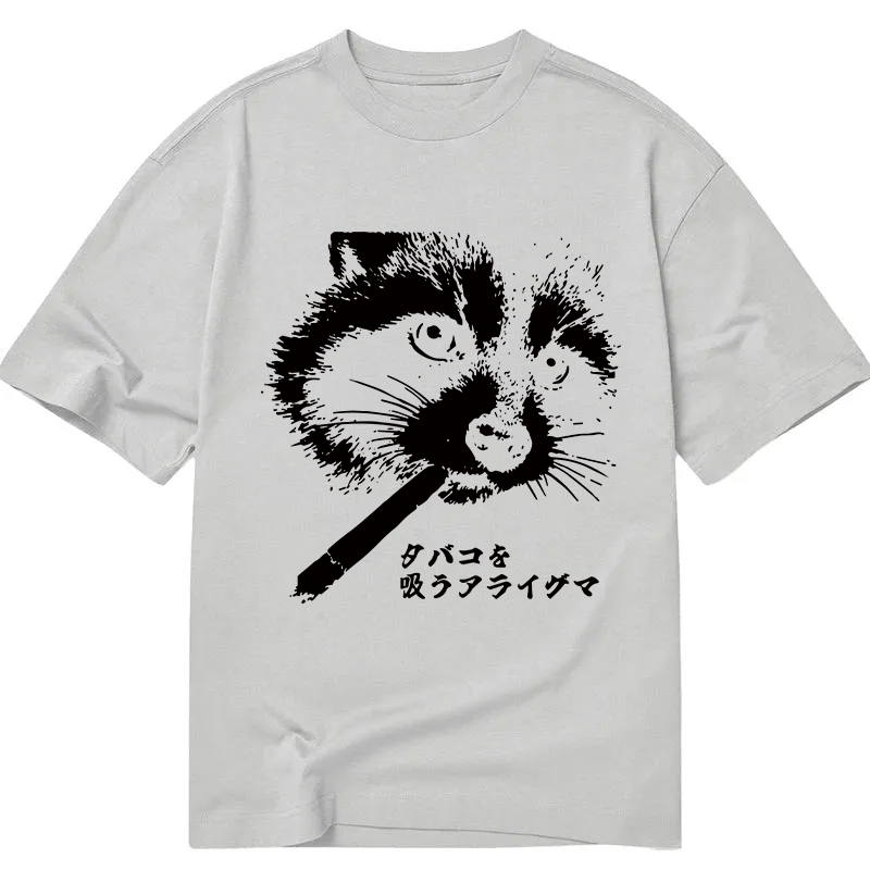Modecanvas Somking Raccoon DTG Printing Classic T-Shirt-modecanvas