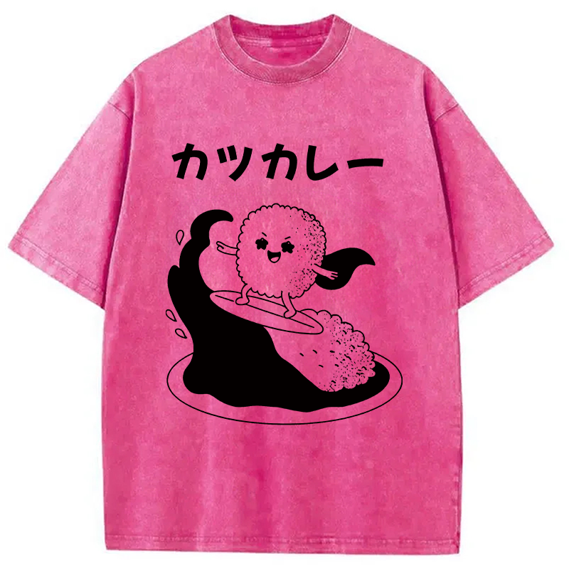 Modecanvas Surfer Sushi DTG Printing Washed T-Shirt