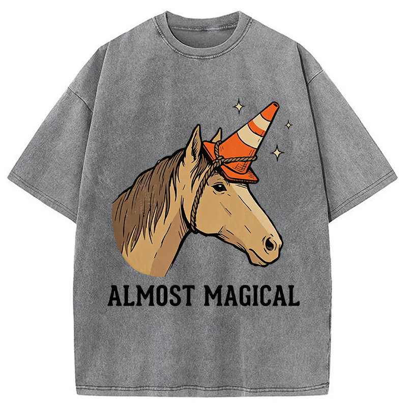 Modecanvas Almost Magical Horse DTG Printing Washed T-Shirt