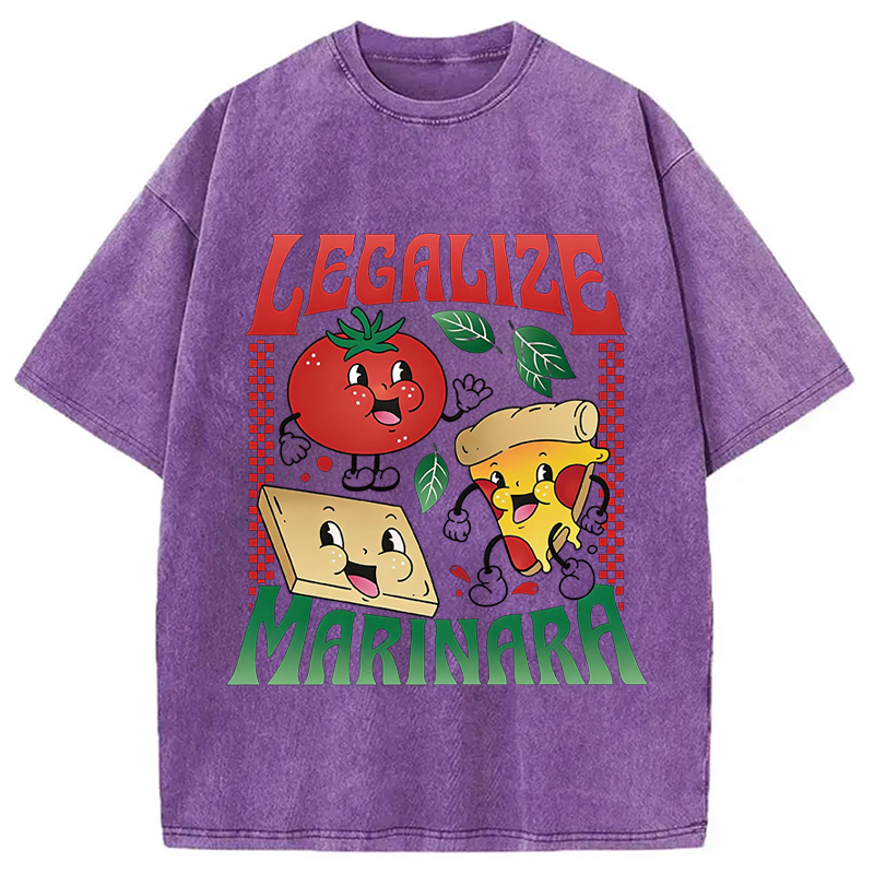 Modecanvas Funny Legalize Marinara DTG Printing Washed T-Shirt