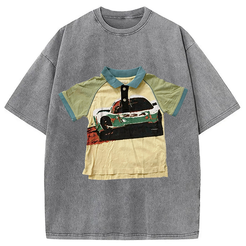 Modecanvas Children's Car Shirt Of DTG Printing Washed T-Shirt
