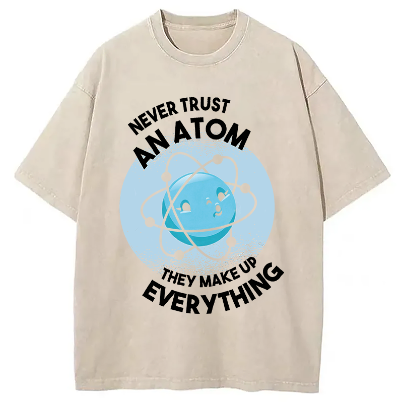 Modecanvas Funny Atom 100% Ring Spin DTG Printing Washed T-Shirt