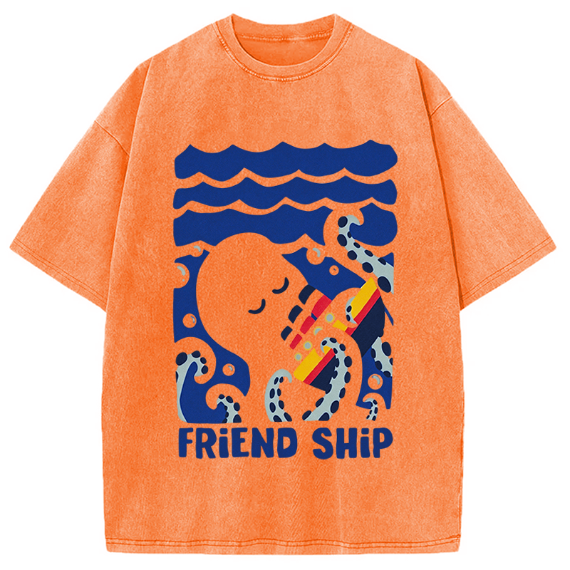 Modecanvas Friend Ship DTG Printing Washed T-Shirt