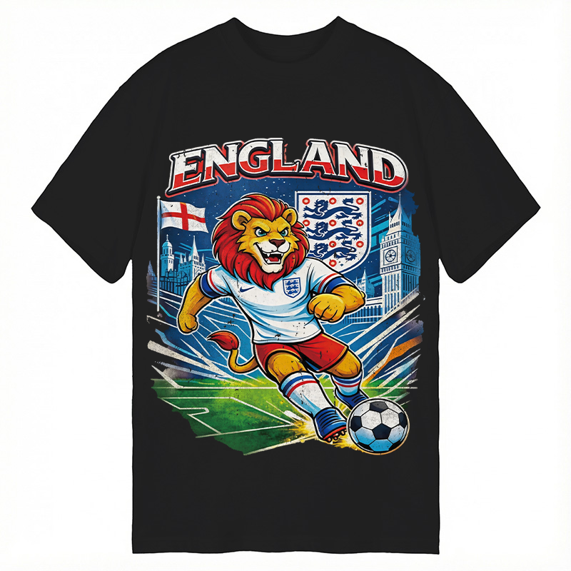 Modecanvas England Lion Soccer DTG Printing Classic T-Shirt-modecanvas