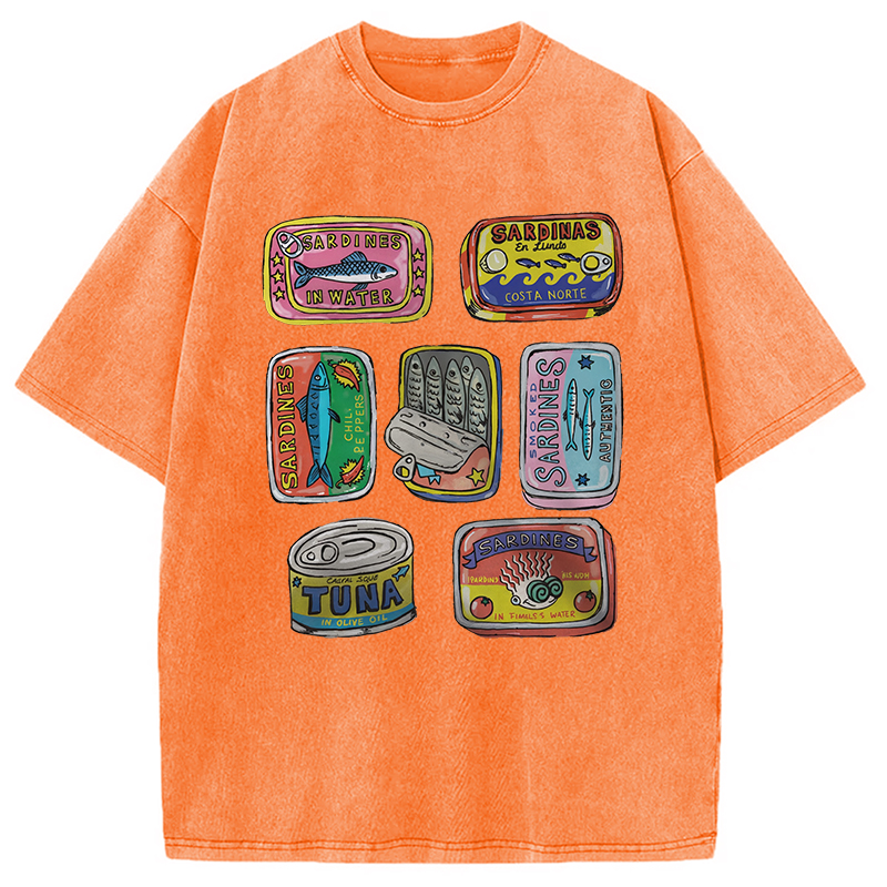Modecanvas Sardines Canned Washed T-Shirt
