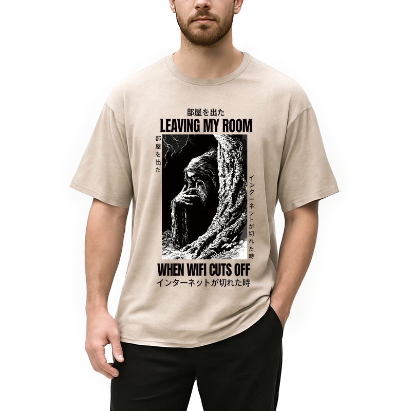 Modecanvas Funny Horror Gen Z Japanese DTG Printing Washed T-Shirt-modecanvas