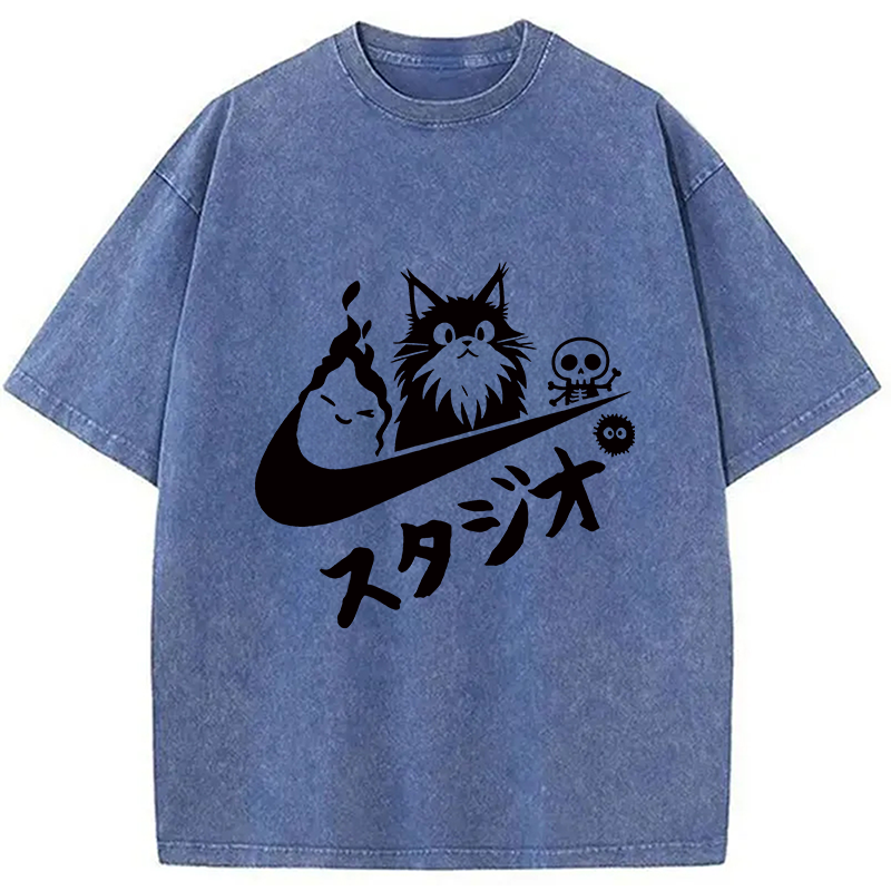 Modecanvas Black Cat Vintage Washed T-Shirt