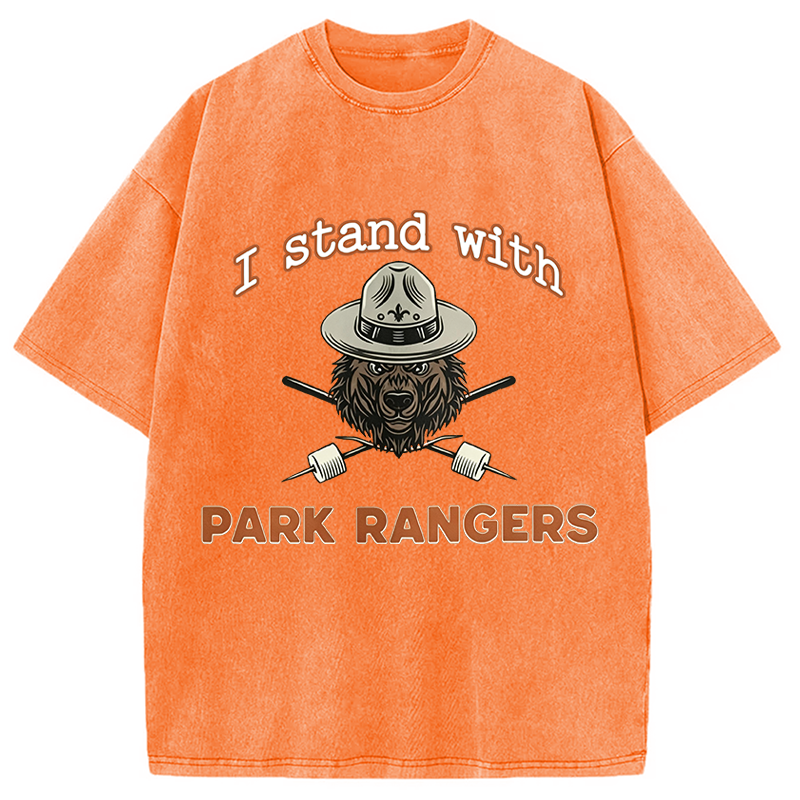 Modecanvas I Stand With Park Rangers DTG Printing Washed T-Shirt