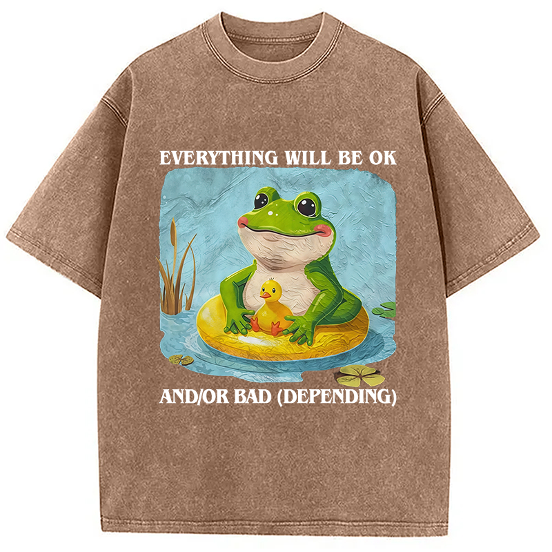 Modecanvas Everything Will Be OK Washed T-Shirt