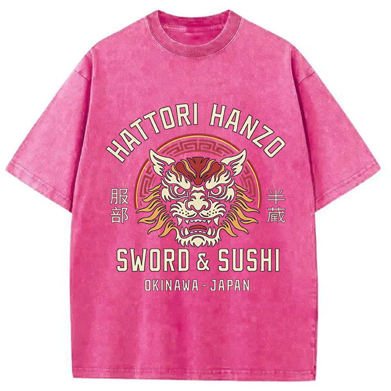 Modecanvas Hattori Lion DTG Printing Washed T-Shirt