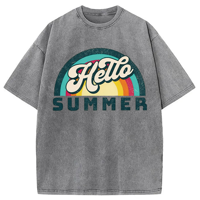 Modecanvas Hello Summer DTG Printing Washed T-Shirt