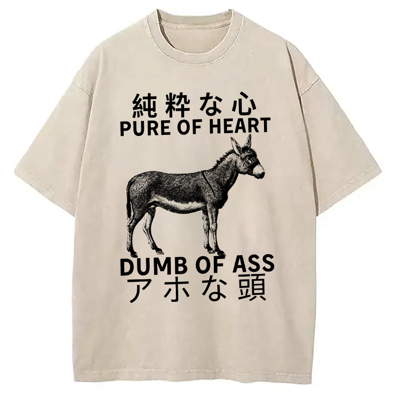 Modecanvas Donkey Pure of Heart Dumb of Ass Washed T-Shirt-modecanvas