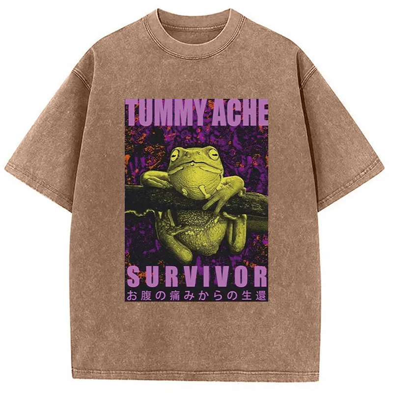Modecanvas A Frog With Stomachache Washed T-Shirt