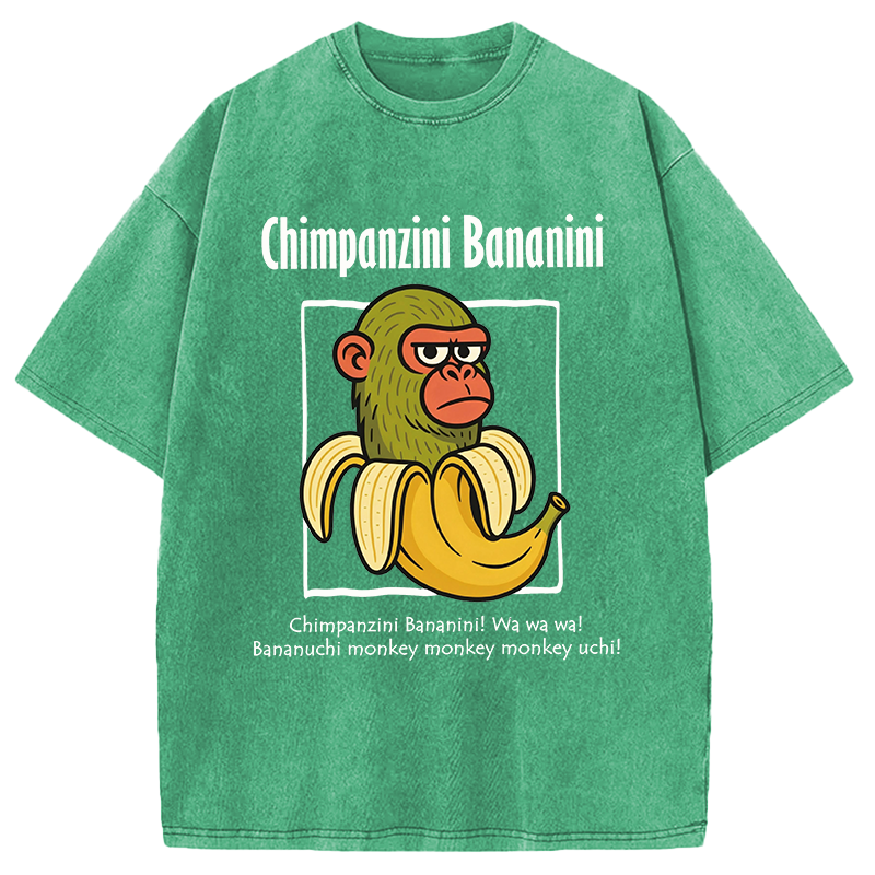 Modecanvas Chimpanzini Bananini Funny DTG Printing Washed T-Shirt