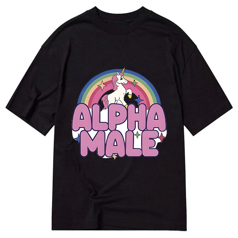 Modecanvas Rainbow Unicorn Alpha Male DTG Printing Classic T-Shirt-modecanvas