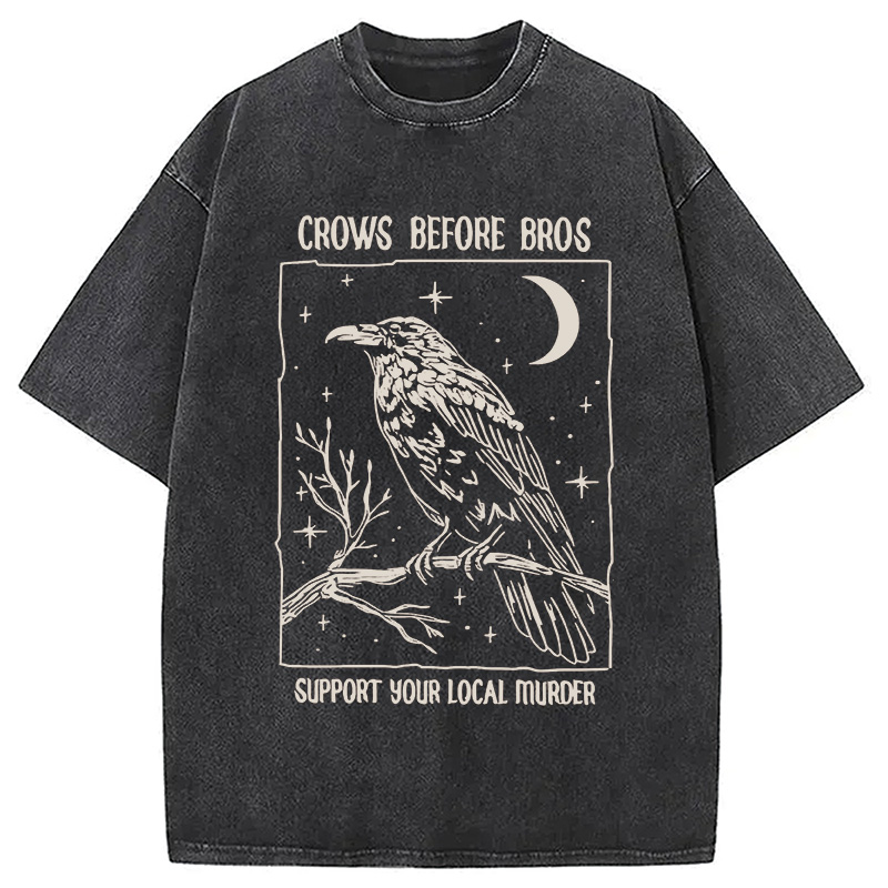 Modecanvas Funny Crows Before Bros Washed T-Shirt