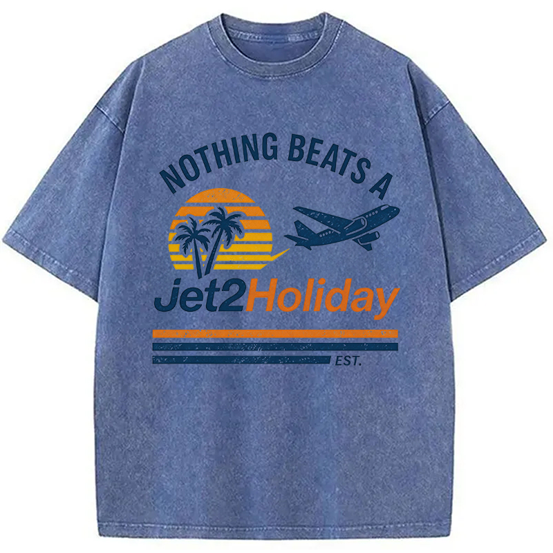 Modecanvas Nothing Beats A Jet2 Holiday Meme DTG Printing Washed T-Shirt