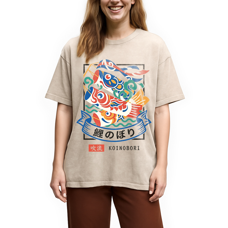 Modecanvas KOINOBORI DTG Printing Washed T-Shirt