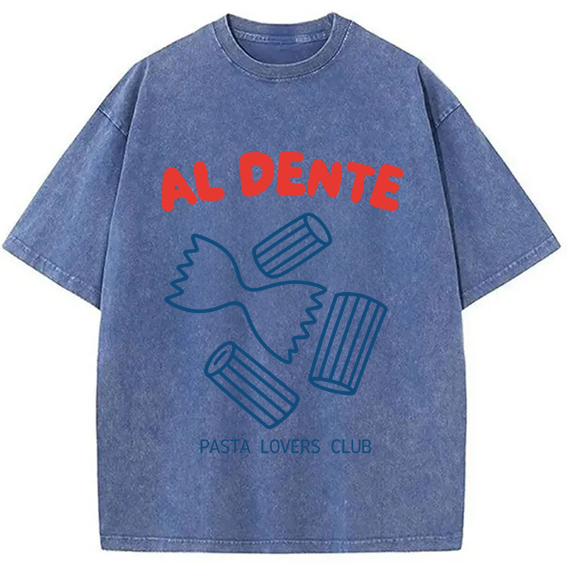 Modecanvas Al Dente Pasta Club DTG Printing Washed T-Shirt