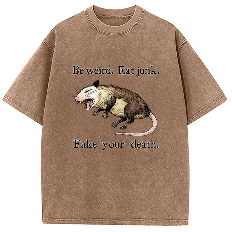 Modecanvas Possum Playing Dead Washed T-Shirt