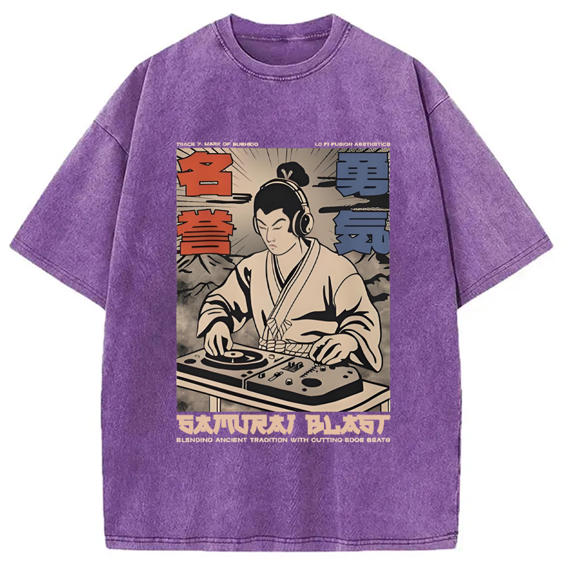 Modecanvas Samurai DJ Japanese Washed T-Shirt