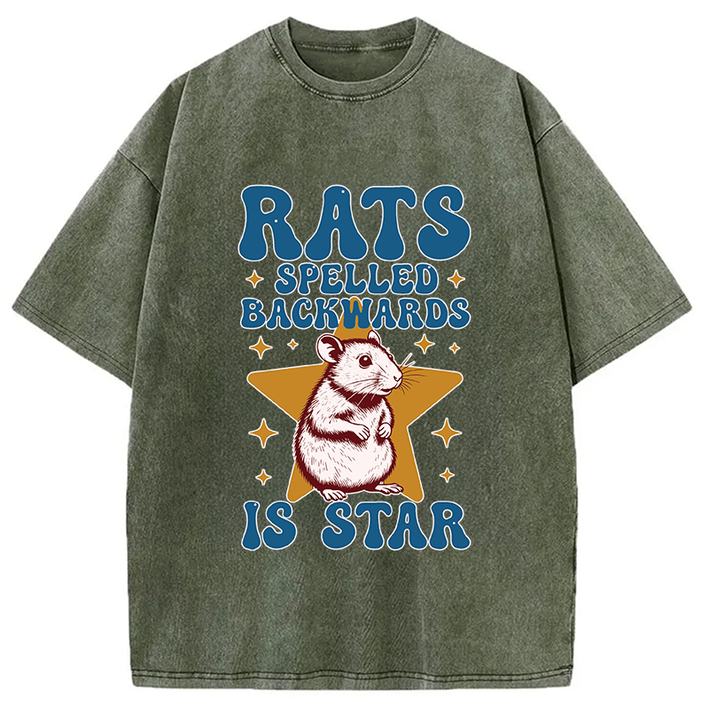 Modecanvas Rats Rodent Meme DTG Printing Washed T-Shirt