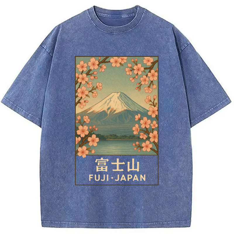 Modecanvas Sakura Fuji Japan Washed T-Shirt