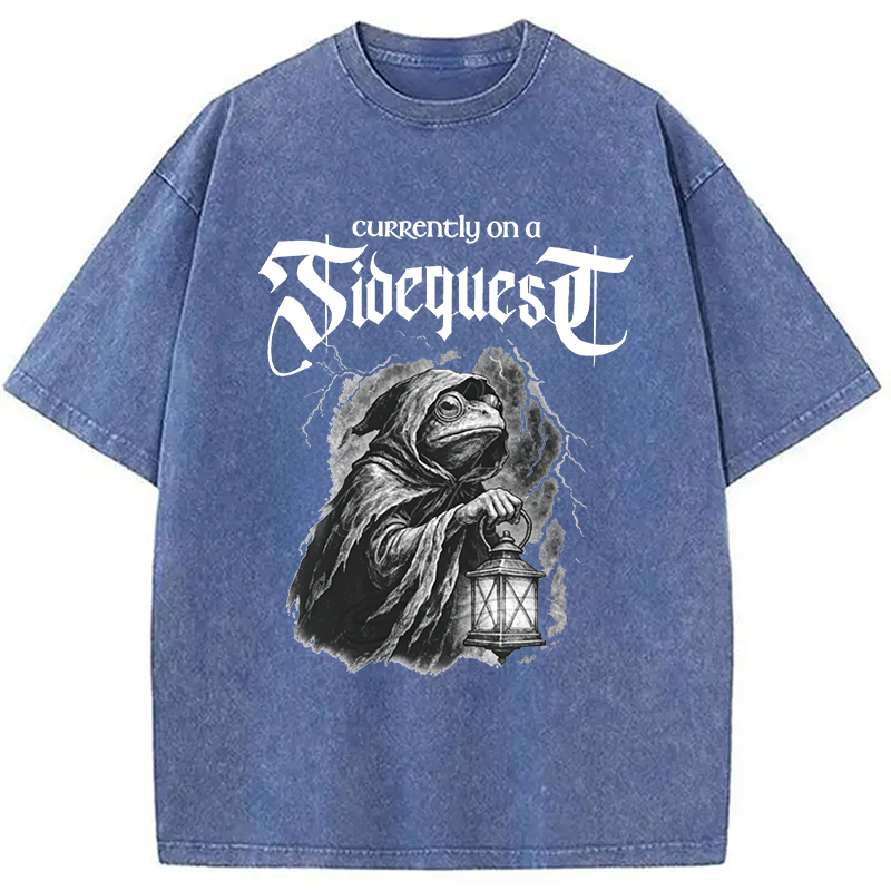Modecanvas Funny Frog Sidequest DTG Printing Washed T-Shirt