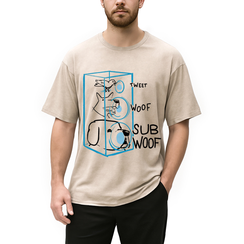 Modecanvas Subwoof Funny DTG Printing Washed T-Shirt