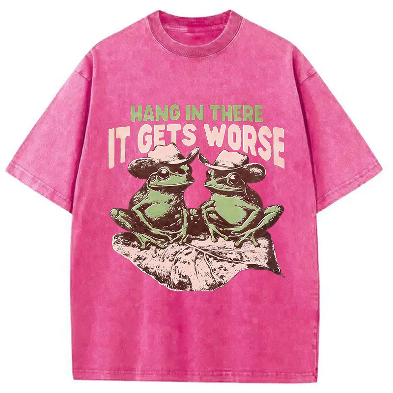 Modecanvas Sarcastic Frog DTG Printing Washed T-Shirt
