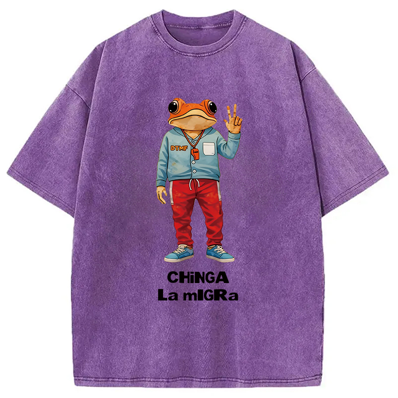 Modecanvas Out Frog Meme DTG Printing Washed T-Shirt
