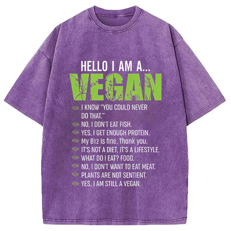 Modecanvas Funny Sarcastic Vegetarian DTG Printing Washed T-Shirt
