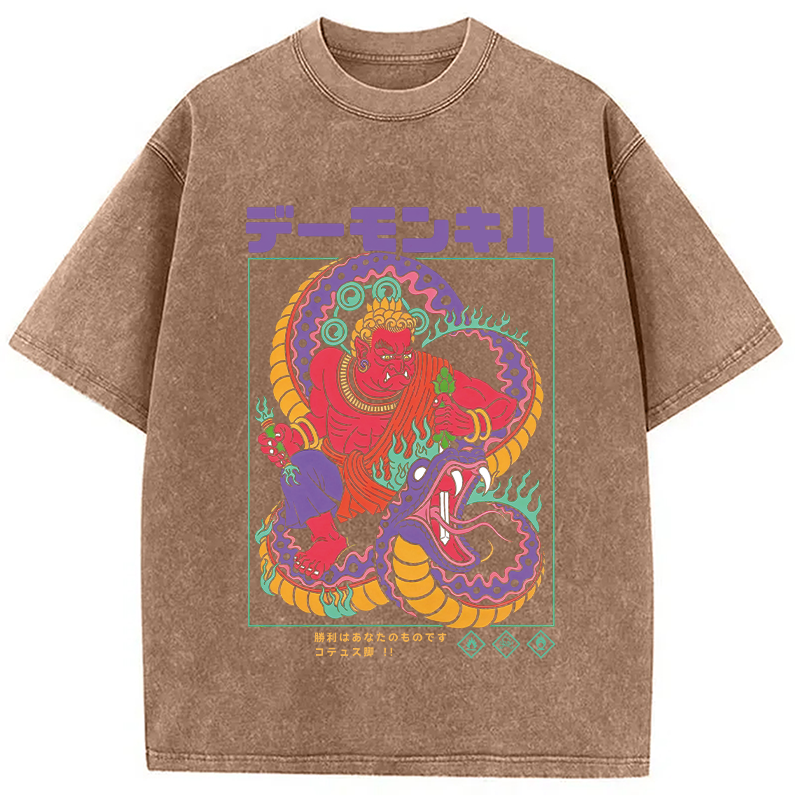Modecanvas Demon Kill DTG Printing Washed T-Shirt