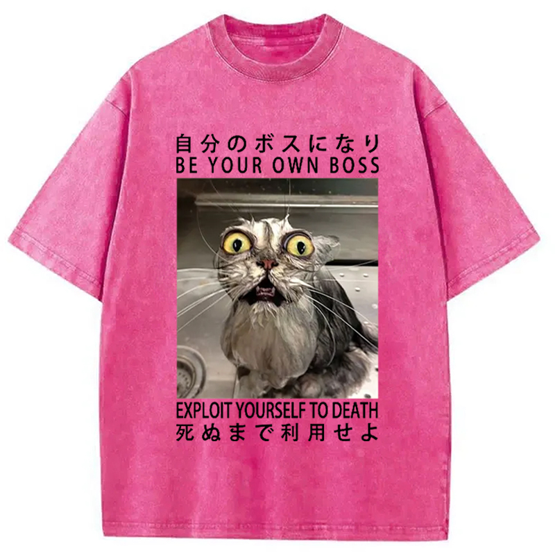 Modecanvas Be Your Own Boss Washed T-Shirt