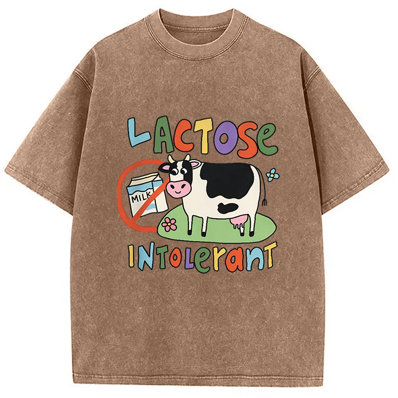 Modecanvas Lactose Intolerant Funny Meme DTG Printing Washed T-Shirt