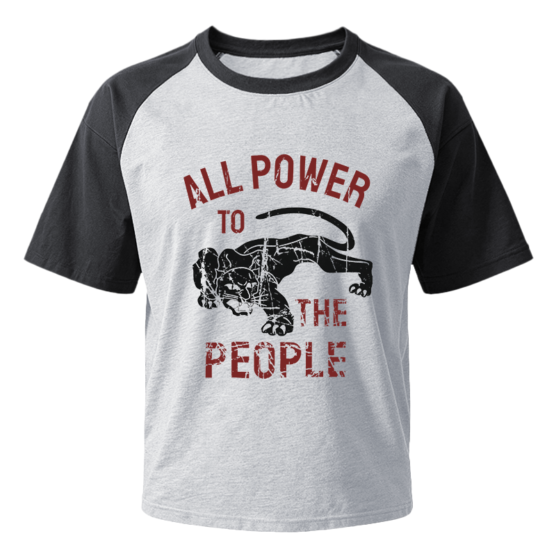 Modecanvas Defense All Power to The People Raglan T-Shirt
