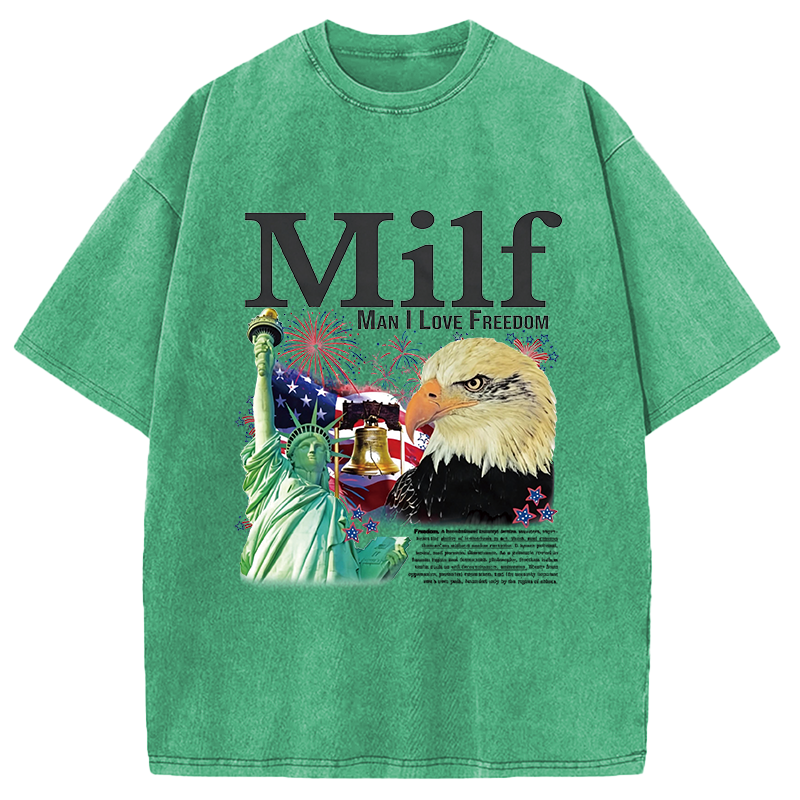 Modecanvas Man I Love Freedom DTG Printing Washed T-Shirt