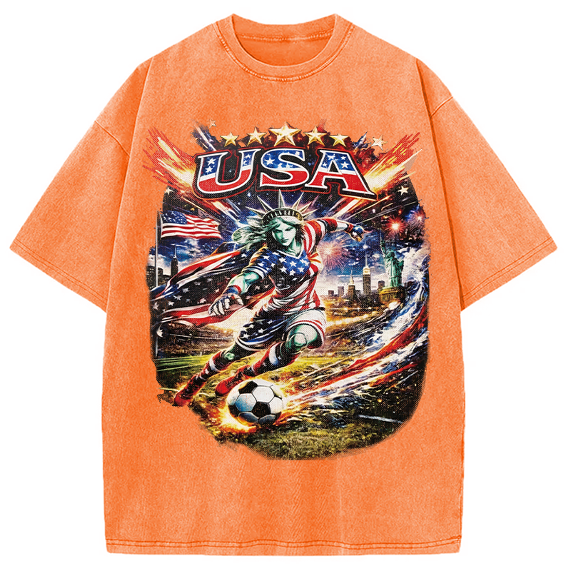 Modecanvas USA Football Skull DTG Printing Washed T-Shirt