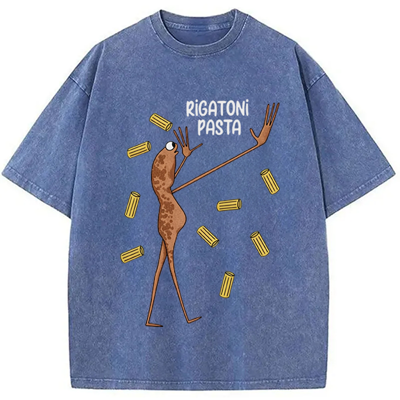 Modecanvas Rigatoni Pasta Meme DTG Printing Washed T-Shirt