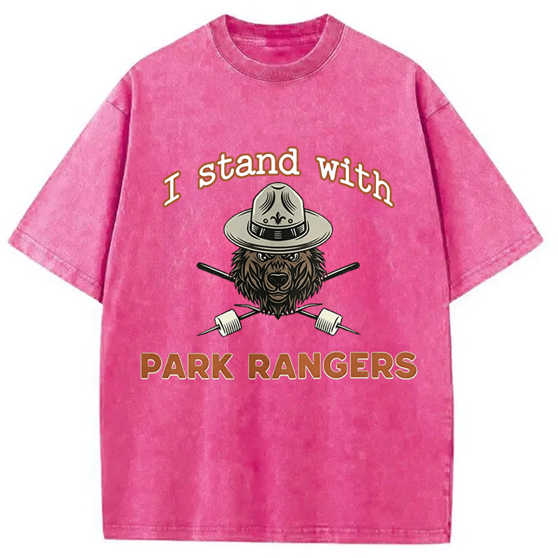 Modecanvas I Stand With Park Rangers DTG Printing Washed T-Shirt