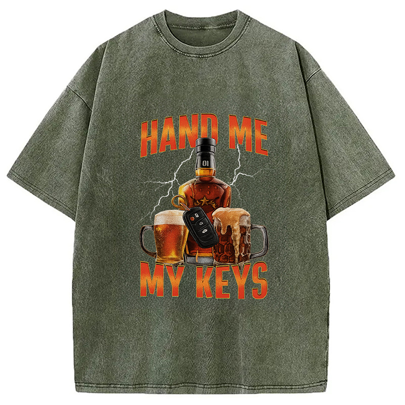 Modecanvas Hand Me The Keys Meme Washed T-Shirt