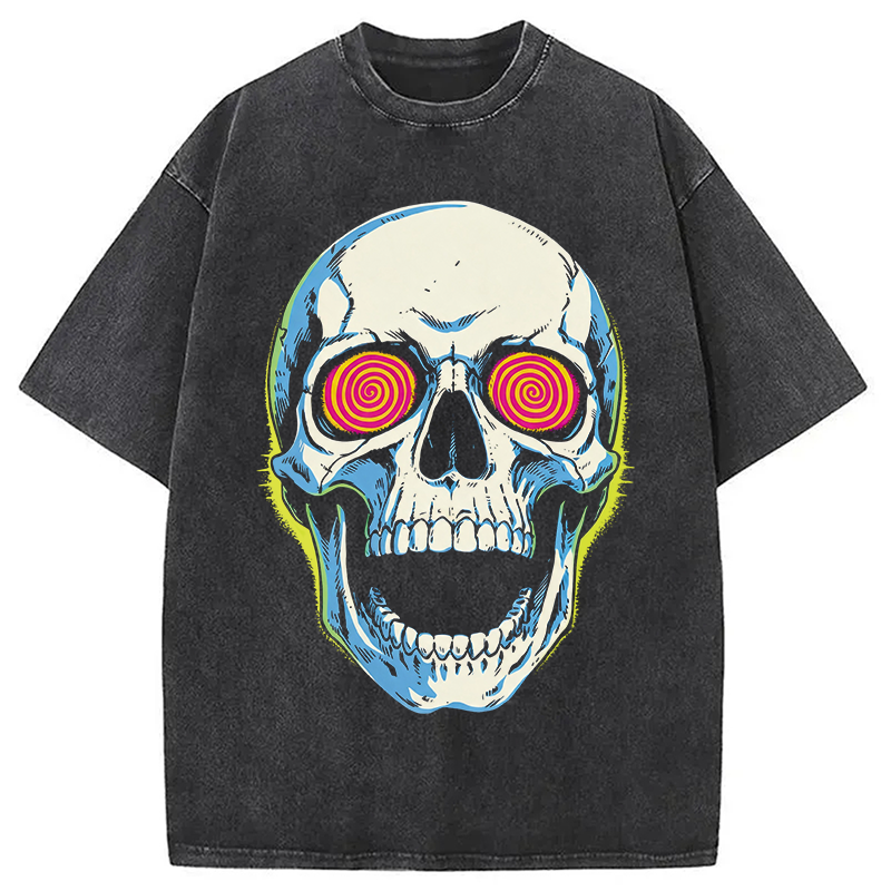 Modecanvas Spiral Death Stare DTG Printing Washed T-Shirt-modecanvas