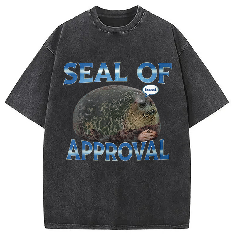 Modecanvas Seal Of Approval Meme DTG Printing Washed T-Shirt